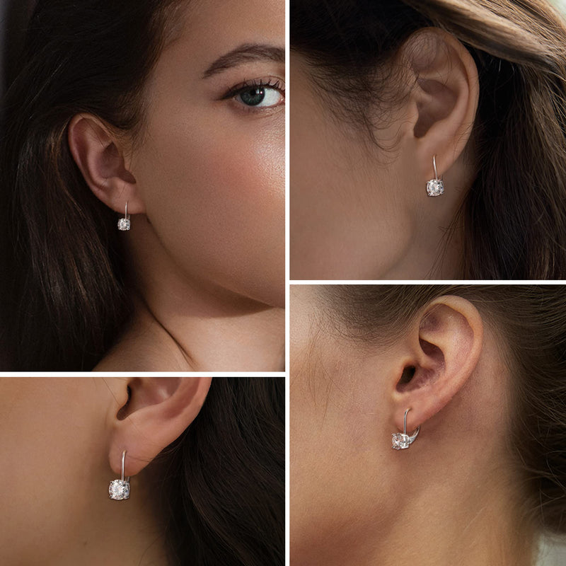 Blahanna Moissanite Earrings,1.0ct-2.0ct D Color Brilliant Round Cut Lab Created Diamond Earrings 18K White Gold Sterling Silver Dangle Earrings Moissanite Leverback Drop Earrings 1.0 carats(0.5ct*2) - BeesActive Australia