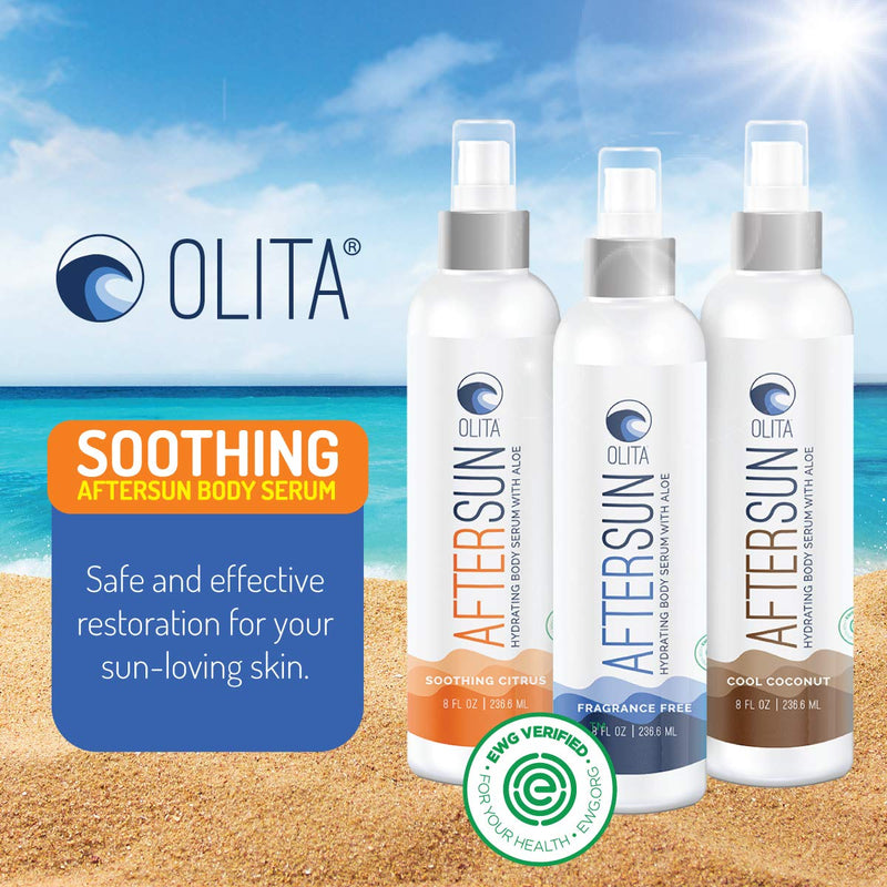 Olita: AfterSun Body Serum - 8 oz - Soothing Citrus Fragrance - Hydrating Body Oil with Aloe Vera - All-Natural with Vitamin E - Cooling After Sun and Sunburn Relief - BeesActive Australia