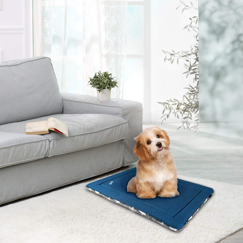 KROSER Fancy Dog Crate Pad Dog Bed Mat Reversible (Cool & Warm), Dog Bed Pad with Machine Washable, Dog Crate mat for Small to XXX-Large Dogs, Grey, Navy, Star Pattern Medium - BeesActive Australia