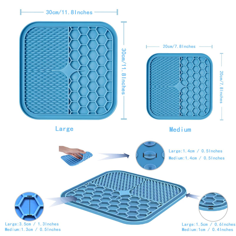 Kabetig Silicone XL Dog Lick Mat with Suction Cups - Dog Licking Mat/Pad for Anxiety and Boredom Relief - Alternative to Slow Feeder Dog Bowl - Use for Food/Treats/Yogurt/Peanut Butter Large(11.8*11.8 inches) Blue - BeesActive Australia