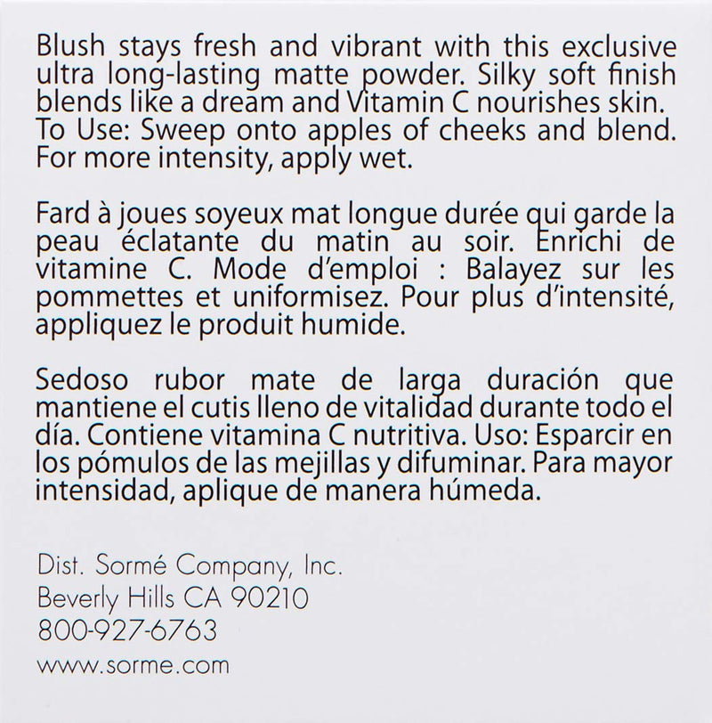 Sorme Cosmetics Long Lasting Blush Natural Blush - BeesActive Australia