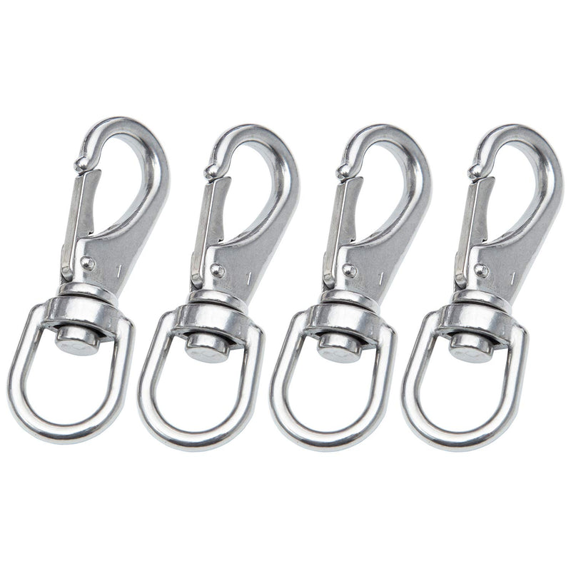 [AUSTRALIA] - SHONAN Stainless Steel Swivel Eye Snap Hook- 4-Pack (3-1/2 inch) Flag Pole Clips, Scuba Diving Clips Spring Hooks for Dog leashes, Keychains, Boat Anchor Ropes, Bird Feeders, Pet Chains 