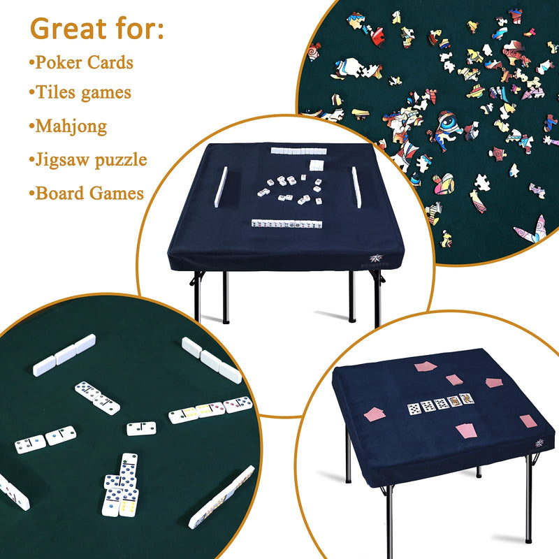 Plusvivo Mahjong Poker Game Table Cover Felt - 36 x 36 in Noise Reduction and Anti-Slip Square Fitted Game Table Topper for Card, Bunco, Mahjong, Poker, Domino Table - Blue - BeesActive Australia