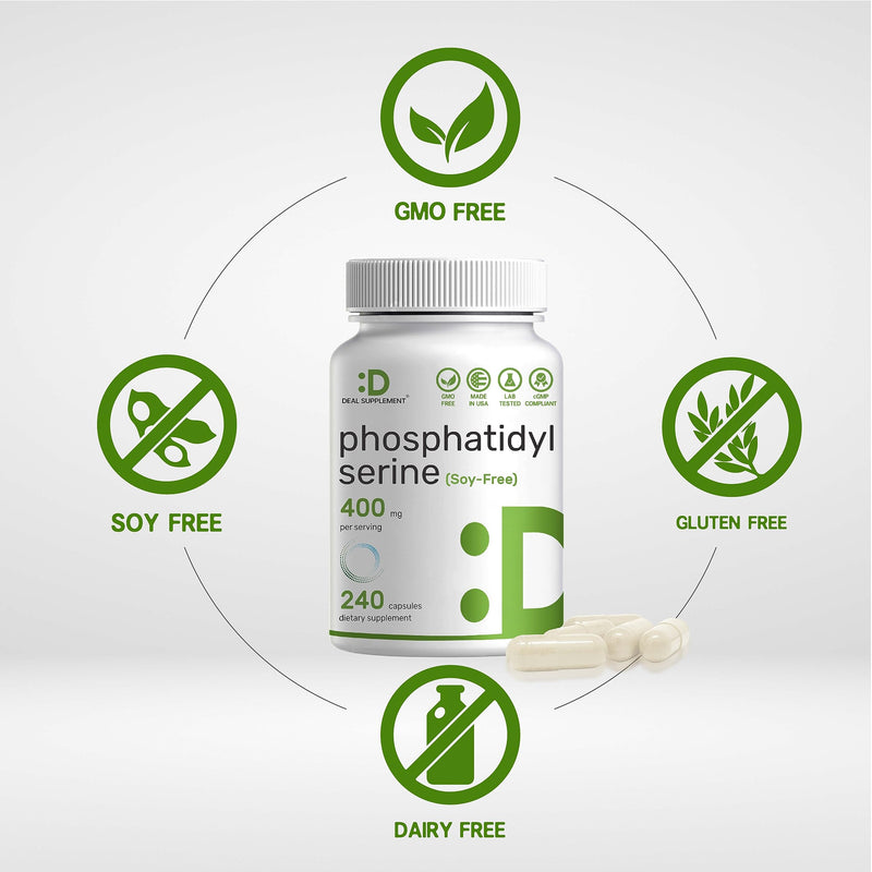 Phosphatidylserine 400mg Per Serving, 150 Capsules | Third Party Lab Tested for Purity | Soy Free, Derived from Sunflower Lecithin - Advanced Brain Health Nootropic Supplement (75 Servings) - BeesActive Australia