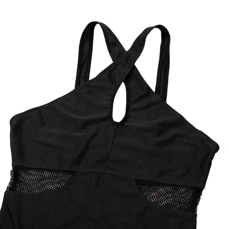 [AUSTRALIA] - iiniim Women's Front Criss Cross Ballet Dance Camisole Leotard Gymnastics Bodysuit Black Small 