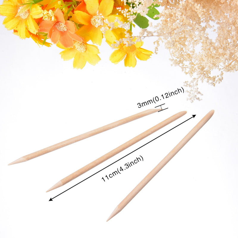 Hicarer 100 Pieces Orange Wood Sticks Nail Art Cuticle Stick for Pusher Remover Manicure Pedicure, 4.3 Inches - BeesActive Australia