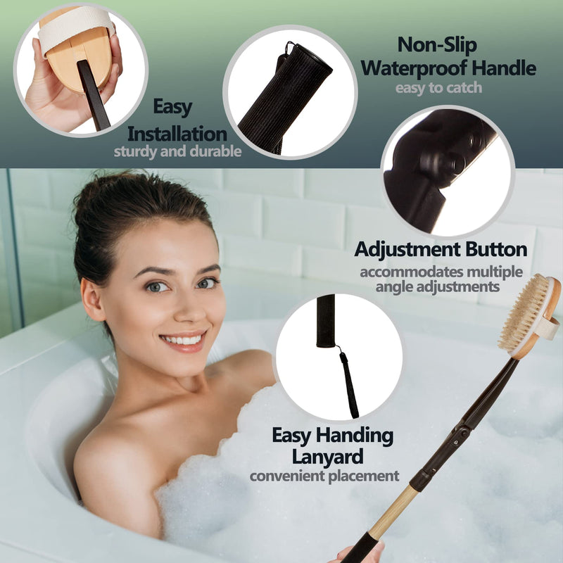EASACE 2 in 1 Back Scrubber for Shower Body Brush Shower Brush Lotion applicator Mesh Sponge with Adjustable Angle Long Handle for Men Women - BeesActive Australia