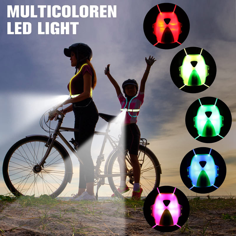 Reflective Running Light Vest,USB Rechargeable, Multicolor Illuminated Safety Vest Camping Gear for Men Women Kids Green Large - BeesActive Australia