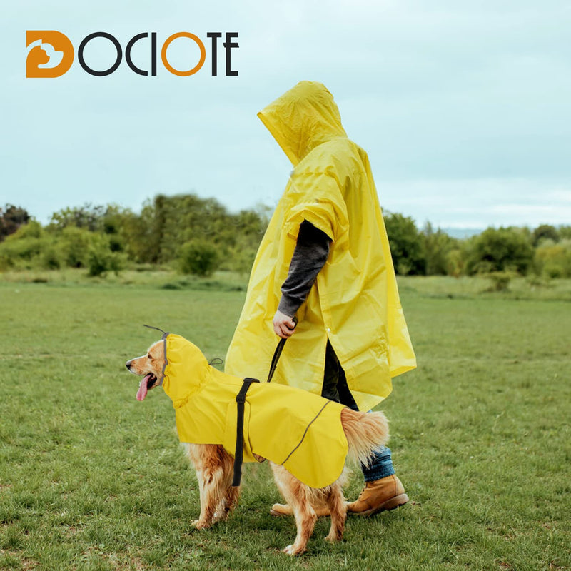 Waterproof Dog Raincoat - Dog Rain Jacket for Large Medium Dogs - Reflective Dog Rain Poncho Hoodie with Drawstring Leash Hole - Adjustable Dog Slicker with Quick-Release Buckle Elastic Straps Easy On 5XL (Back Length: 23.6") Yellow - BeesActive Australia