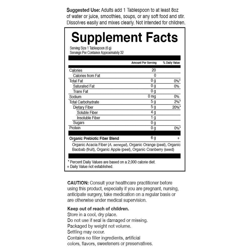 Garden of Life Dr Formulated Organic Fiber Supplement Powder Unflavored, Sugar Free, Psyllium Free Prebiotic Superfoods, Constipation Relief and Hunger Control for Men and Women, 32 Servings - BeesActive Australia