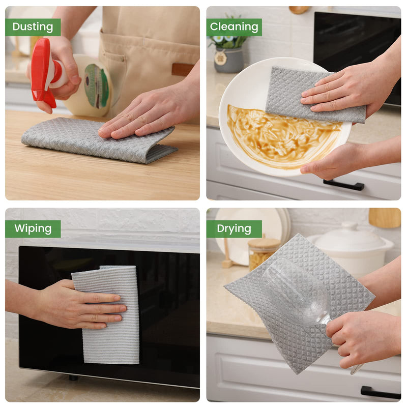 Homaxy Swedish Dishcloths for Kitchen, 10 Pack Reusable and Eco-Friendly Cellulose Sponge Cloths Dish Towels, Absorbent and No Odor Paper Towels for Dishes ＆ Counters, Grey Pack of 10 - BeesActive Australia