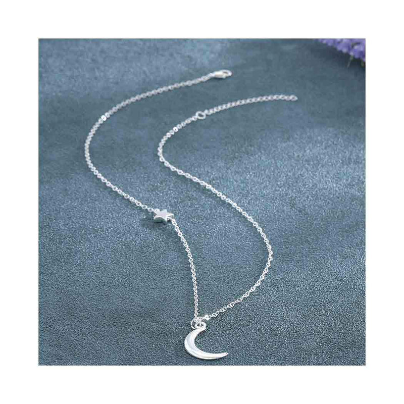 Yalice Dainty Moon Necklace Chain Short Star Necklaces Jewelry for Women and Girls Silver - BeesActive Australia