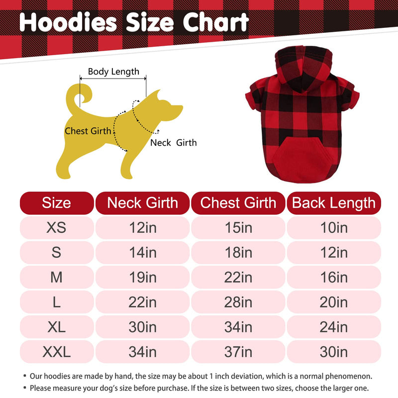 Plaid Dog Hoodie Pet Clothes Sweaters with Hat X-Large (Pack of 1) Red - BeesActive Australia