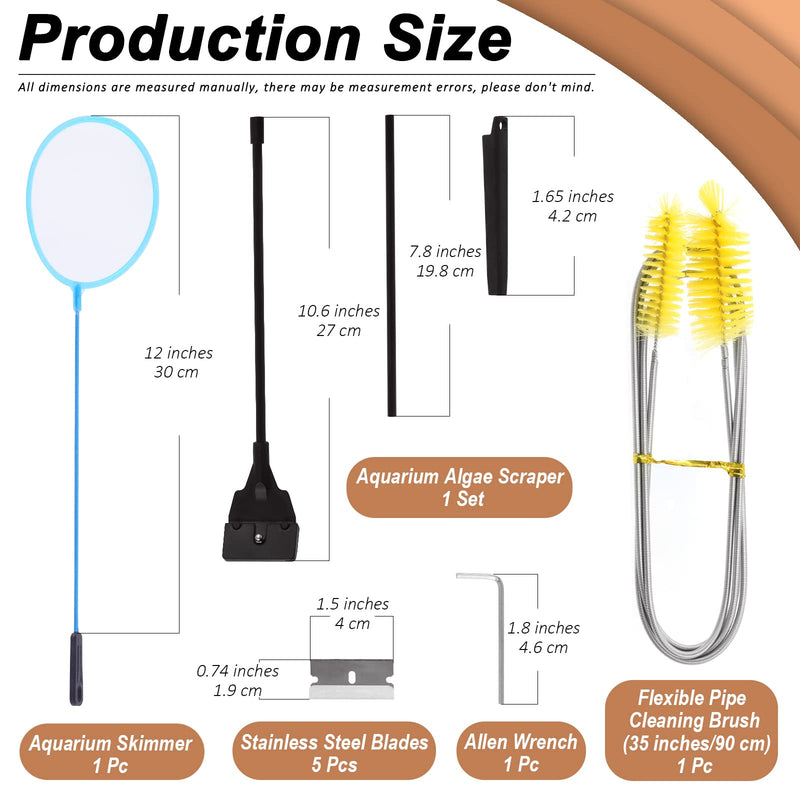 Wokape 15Pcs Aquarium Aquascaping Tools Kit with Replacement Blades, Stainless Steel Aquarium Plant Tools for Clean Fish Tank - BeesActive Australia