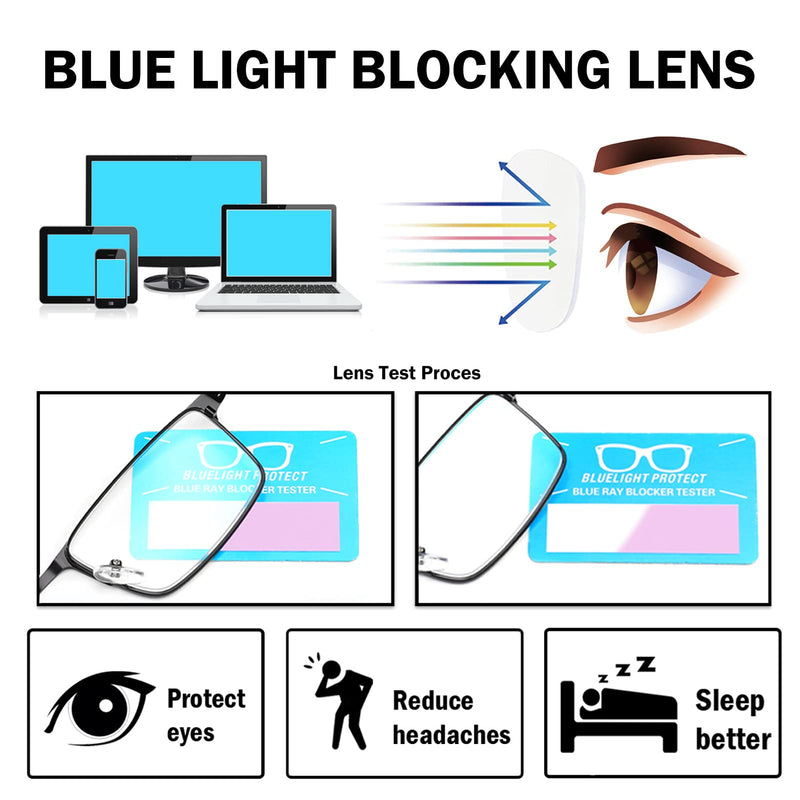 Fsread 4 Pack Reading Glasses For Men Blue Light Blocking Mens Reading Glasses Metal Frame Lightweight Spring Hinge 4 Mix 1.0 Dioptres - BeesActive Australia