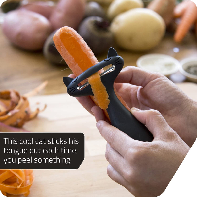 Peleg Design CatPeeler Cute Vegetable Peeler, Cat Design Peeler for Potato Carrot Fruit, Kitchen Utensil Décor (Black) Black - BeesActive Australia