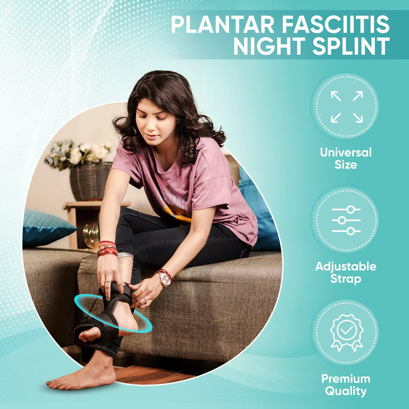 NUTRETURE Plantar Fasciitis Night Splint - Innovative Design for Better Support, Perfect for Achilles Tendonitis, Plantar Fasciitis, Sprain, Swelling, Heel Pain & Sports Injuries (Black) - BeesActive Australia