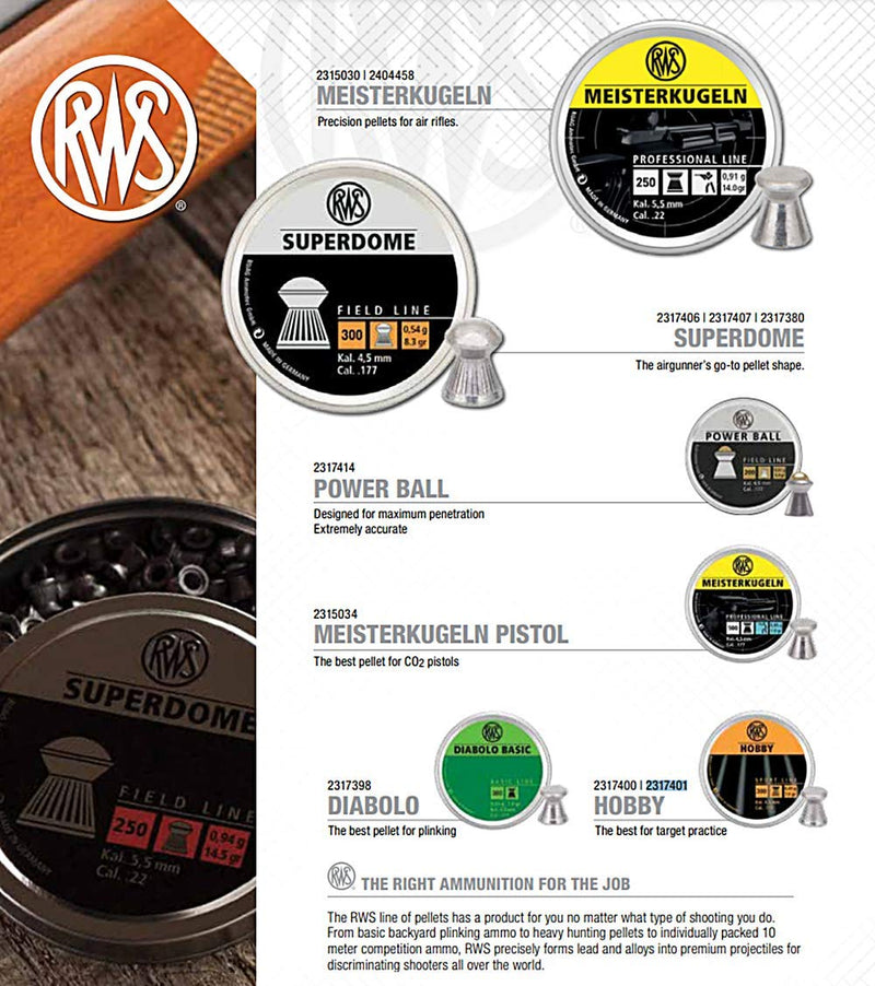RWS Meisterkugeln Professional Line Precision Air Rifle Pellet Gun Pellets 250 .22 Caliber - BeesActive Australia