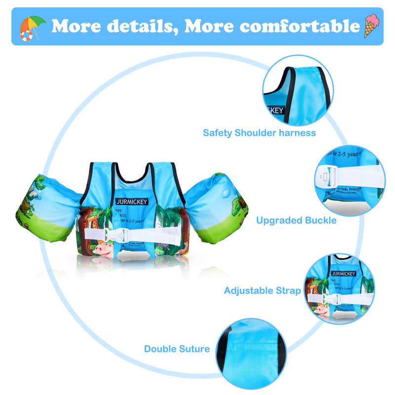 Kids Swim Vest, Jurmikey Toddler Swim Vest Jacket for 30-66 Pounds Boys & Girls, Puddle/Life Floaties for Infant from 2,3,4,5, 6, 7 Years Old, Childrens Training Jumper for Beach Swimming/Pool/Sea Konglong - BeesActive Australia
