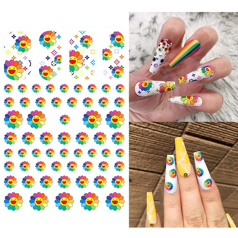 Nail Art Stickers Decals 3D Nail Art Supplies Sunflower Snake Heart Tiger Butterfly Nail Decals for Nail Art Design Self Adhesive Luxury Designer Nail Stickers for Nails Art Decoration (8 Sheets) A-3 - BeesActive Australia