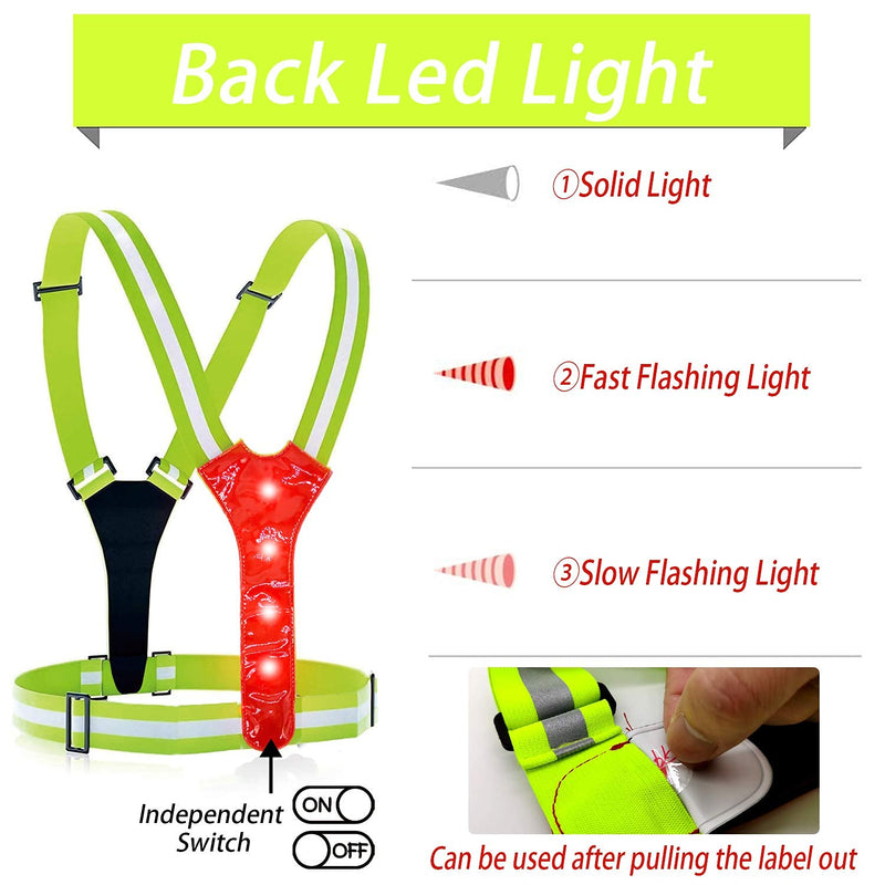 rnairni Lighting LED Reflective Vest Running Light Set, Adjustable Safety Vest, Gear Armbands, Belt Bag with Earphone Hole for Night Running, Motorcycle, Walking, Cycling and Dog Walking Sports - BeesActive Australia
