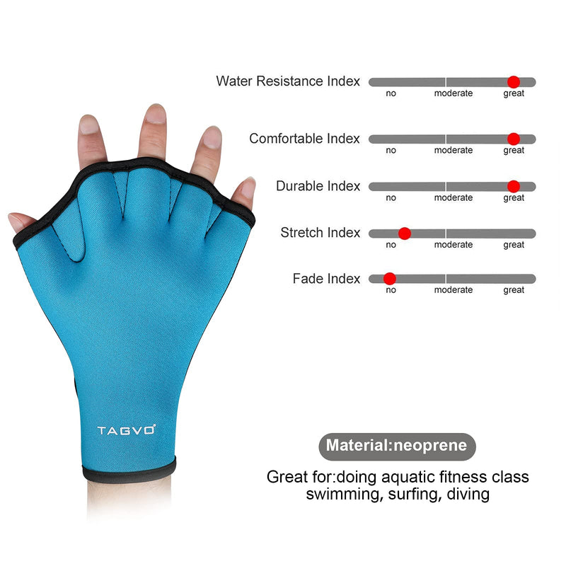 TAGVO Aquatic Gloves for Helping Upper Body Resistance, Webbed Swim Gloves Well Stitching, No Fading, Sizes for Men Women Adult Children Aquatic Fitness Water Resistance Training Large sky blue - BeesActive Australia