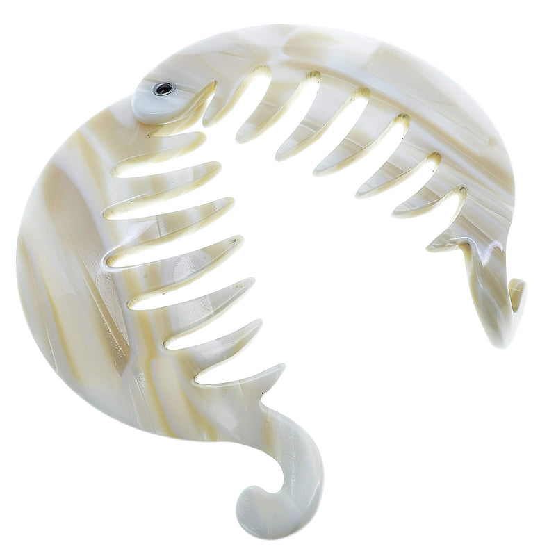 Camila Paris CP2338 3.25 inch French Banana Clip Hair Comb, Round Beige Girls Ponytail Holder Interlocking Banana Combs For Volume Thick Hair. Fashion Styling Hair Accessories for Women Made in France Beige Handmade - BeesActive Australia