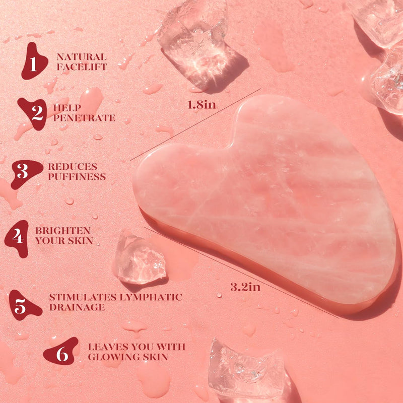 BAIMEI Jade Roller & Gua Sha, Face Roller, Facial Beauty Roller Skin Care Tools, Rose Quartz Massager for Face, Eyes, Neck, Body Muscle Relaxing and Relieve Fine Lines and Wrinkles Pink - BeesActive Australia