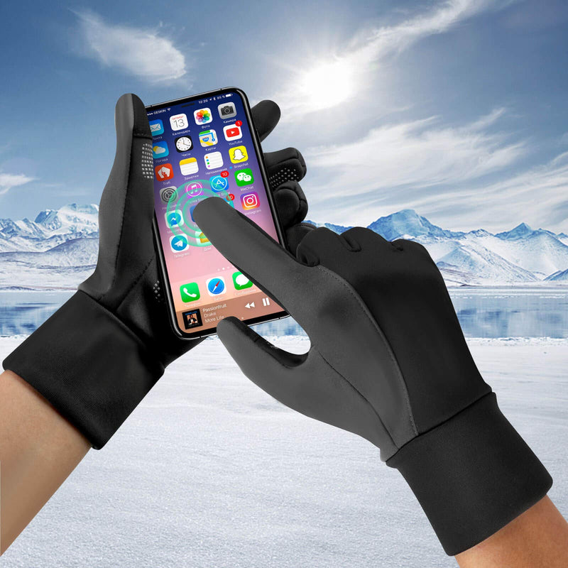 Winter Warm Gloves Touch Screen Water Resistant Texting Thermal Glove for Running Cycling Driving Outdoor Hiking Hunting Cold Weather Gifts for Women and Men Black-Gray Medium (Men) -- Large (Women) - BeesActive Australia