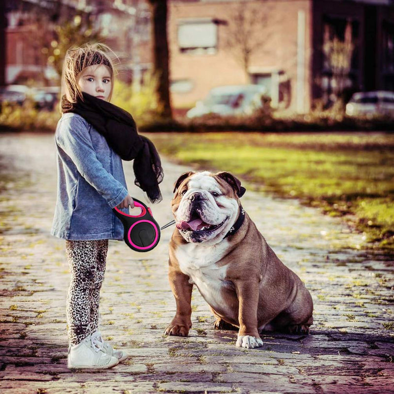 Segarty Retractable Dog Leash 26 Ft, Dog Retractable Leash for Small Medium Larger Dogs Up to 110 Lbs, One Button Break & Lock, 360 Tangle-Free, Heavy Duty Long Dog Lead for Training Running Walking Pink - BeesActive Australia
