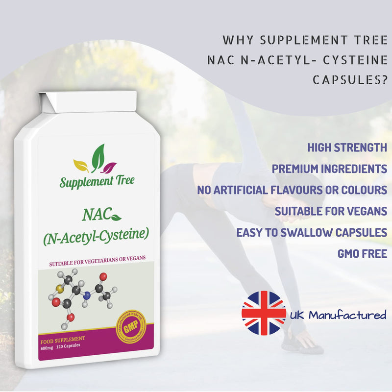 NAC N-Acetyl-Cysteine 600 mg 120 Capsules | Vegan NAC Supplement | High Bioavailability N Acetyl Cysteine Amino Acid Providing Non Toxic Stable Form of L-Cysteine | UK Manufactured - BeesActive Australia