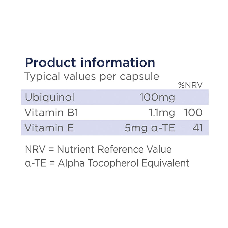 Healthspan Ubiquinol 100mg | 60 Capsules | Coenzyme Q10 | Added Vitamin B1 | Heart Health | Energy Metabolism | Vegan - BeesActive Australia