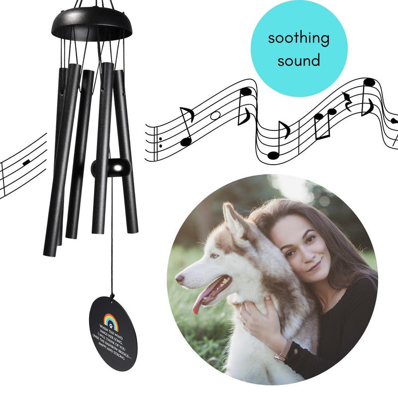 Solsken Home Dog Memorial Wind Chime, Pet Memorial Windchime, Dog Memorial Gifts - Black 22” - BeesActive Australia