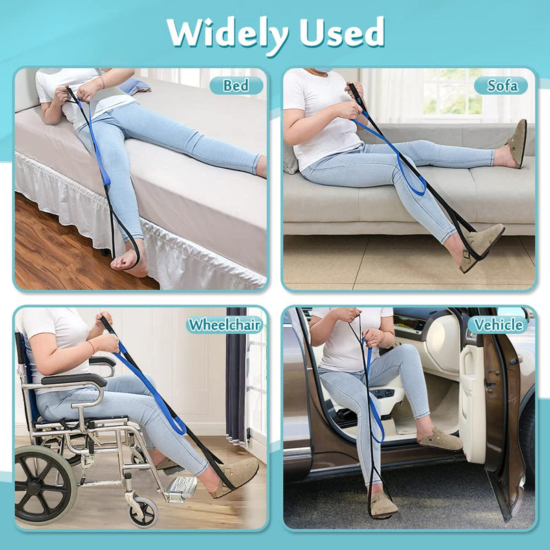 Leg Lifter Strap for After Knee Surgery Hip Replacement Recovery Kit Medical Leg Loop Lifter Pull Strap Lift Assist Rigid Foot Lifter for Disabled Elderly Adults Handicap Mobility Aids Portable Lifter Black - BeesActive Australia