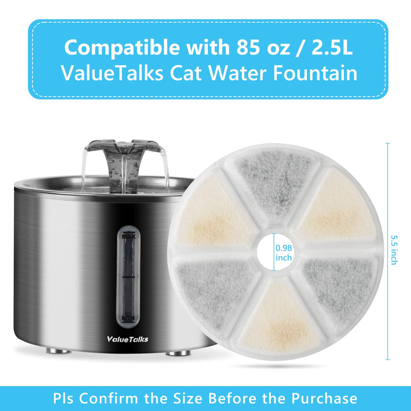 Replacement Filters for Cat Fountain , 6 Packs Foam Filters Compatible with ValueTalks Stainless Steel Pet Fountains, Triple Action Water Fountain Filters - BeesActive Australia