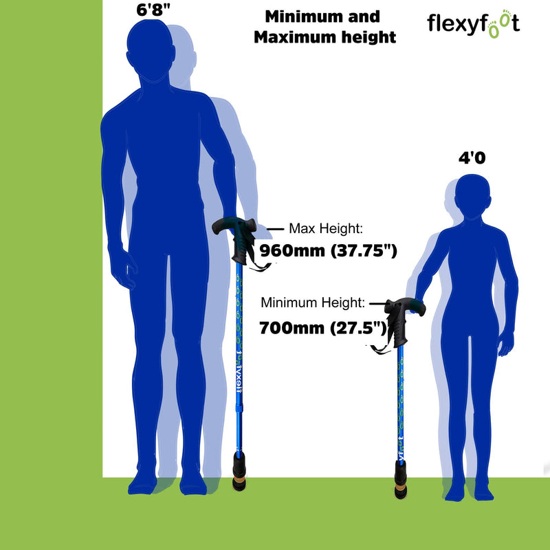 Flexyfoot Shock Absorbing Derby Handled Walking Stick | Improved Comfort, Improves Grip, Improves Safety Blue - BeesActive Australia