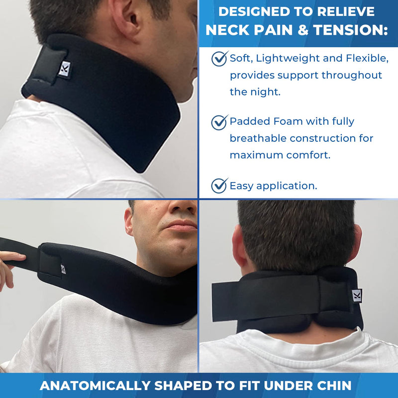Kedley Foam Neck Collar Medical Grade Adjustable Neck Brace Support | Neck Support for Neck Pain | Cervical Neck Collar Soft and Comfortable Cervical Collar Neck and Spine Injuries (M/L (Senior)) M/L (Pack of 1) Black(1 pc) - BeesActive Australia