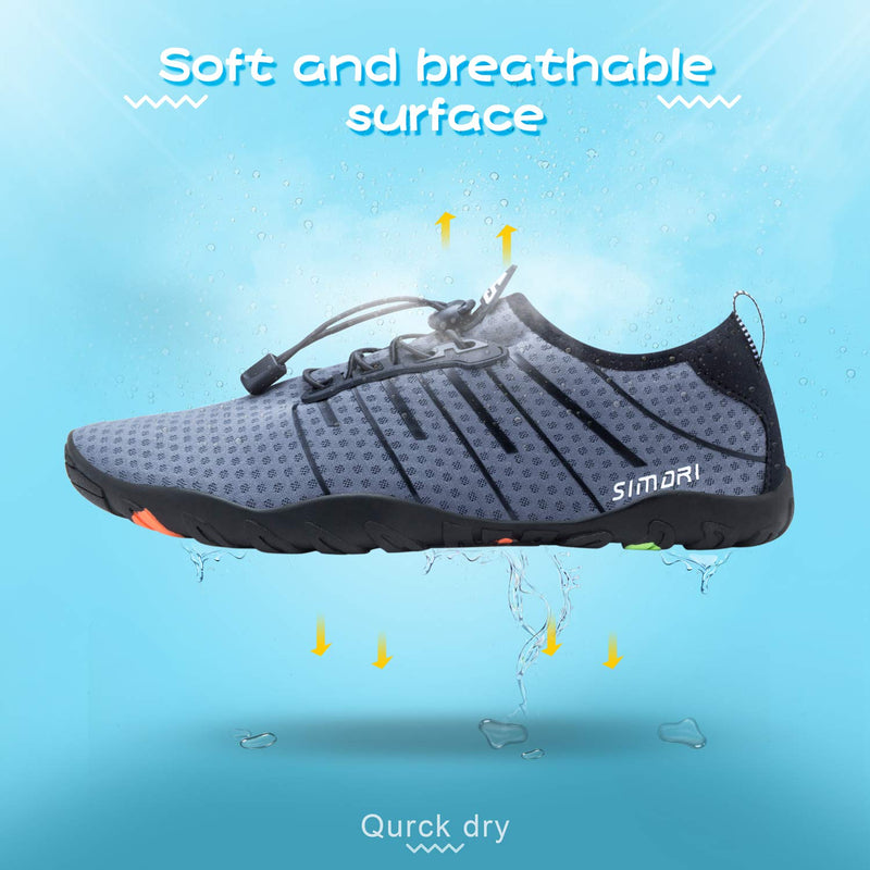 SIMARI Water Shoes Womens Mens Swim Beach Pool Aqua Sports Quick Dry Barefoot Diving Surf Walking 11.5 Women/10 Men 1b-gray With Shoelace - BeesActive Australia