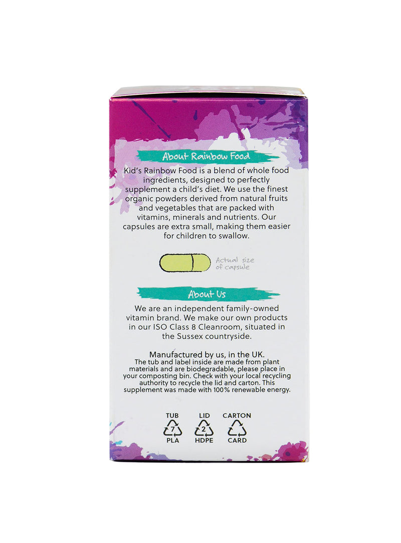 Kids Rainbow Food | Organic Whole Food Multivitamin Supplement | Ideal for Children | 120 Vegan Capsules - BeesActive Australia