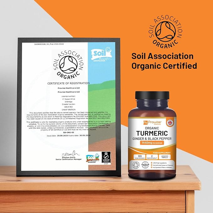 Turmeric Curcumin with Black Pepper & Ginger 1440mg I 120 Vegan Turmeric Capsule High Strength (2 Month Supplied) I Made in England by Prowise Health Care (Pack of 1) - BeesActive Australia