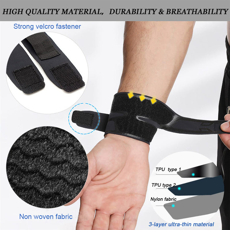 Milec Wrist Brace for Carpal Tunnel, Adjustable Ultra Thin Compression Wrist Wraps Wrist Support for Tendonitis and Arthritis Wrist Straps Pain Relief for Men Women, Working Out, Weightlifting - Black - BeesActive Australia