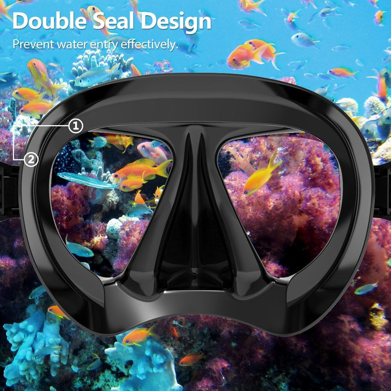 [AUSTRALIA] - EXP VISION Snorkel Diving Mask, Panoramic HD Scuba Swim Mask, Tempered Anti-Fog Lens Glasses Snorkel Goggles, Scuba Dive Snorkel Mask with Silicone Skirt Strap for Dry Snorkeling, Swimming Clear Blue 