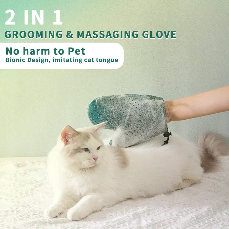 Mollypaws 2 in 1 Cat Hair Glove & Pet Fur Remover Glove, Dog Grooming Glove Brush for Shedding, Massage, Efficient Pet Hair Remover Mitt for Uproot Cleaner Clothes, Couch, Carpet Blue - BeesActive Australia