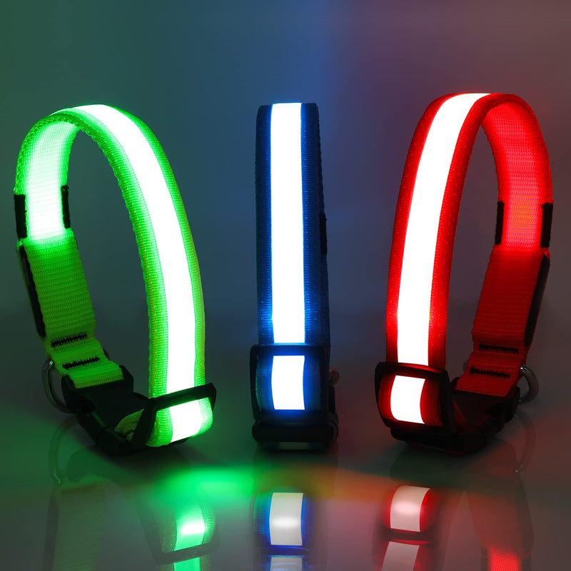 Light Up Dog Collars DQGHQME Led Dog Collar USB Rechargeable Safety Lighted Dog Collar for Small Medium Large Dogs，Flashing Lights for Dog Walking at Night Glow in The Dark Camping Dog Collars. Green-Pure - BeesActive Australia