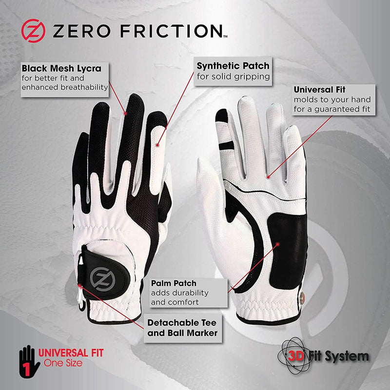 Zero Friction Men's Performance Universal-Fit Golf Glove, Multicolor V2 6Pk - BeesActive Australia