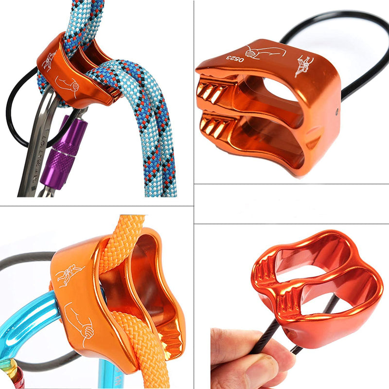 Yundxi 25KN Rappel ATC Belay Device Aluminum V-grooved Rock Climbing Rappelling Descender Safety Equipment Orange - BeesActive Australia