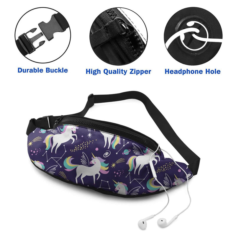 Cute Unicorns Fanny Pack For Men Women,With Adjustable Zipper Lightweight Strap Waist Pack For Casual Running Hiking Cute Unicorns - BeesActive Australia
