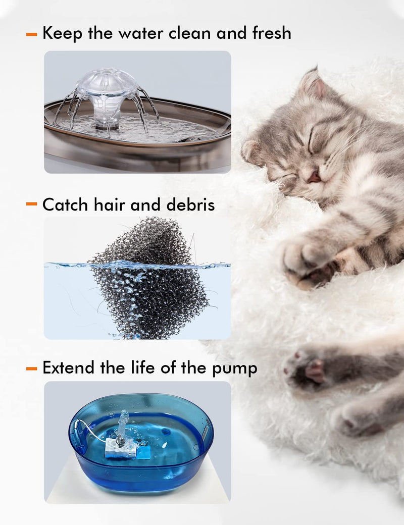 WOPET 8 Pack Replacement Pre-Filter Sponges for Pump from WOPET W300 and W300B Automatic Pet Fountain Cat Water Fountain Dog Water Dispenser - BeesActive Australia