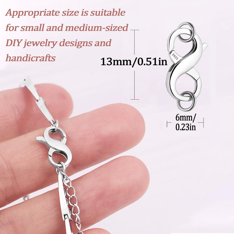 Double Opening Lobster clasp-925 Sterling Silver Necklace Clip Shortener Charm Clasp with Closed Jump Rings for Necklaces Bracelet Or Jewelry Making, Made in Italy. 3 Pieces Silver 13mm*6mm(0.51*0.23in) - BeesActive Australia