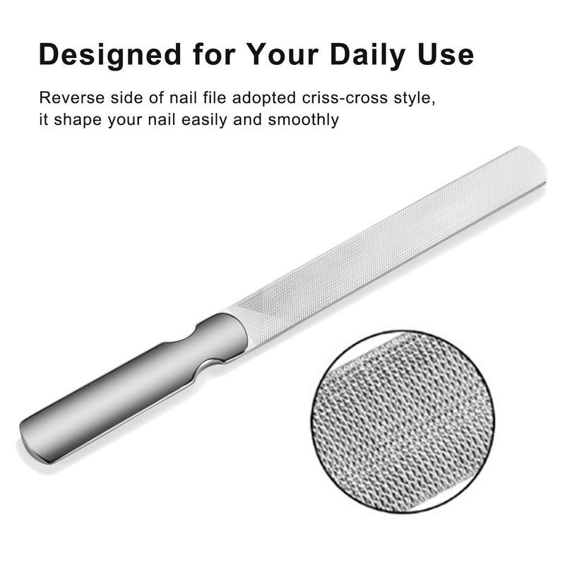 Stainless Steel Nail File with Anti-Slip Handle and Leather Case, Double Sided and Files Nails Easily for Men and Woman - BeesActive Australia